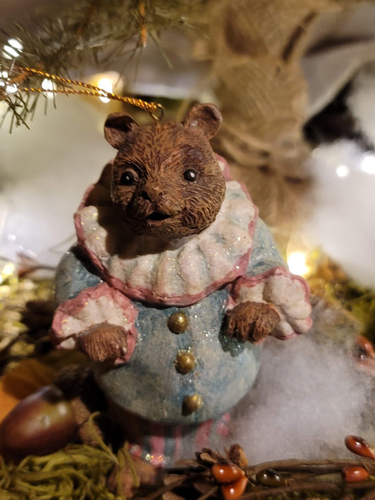 Vintage Christmas Clown Bear Painted Ornament