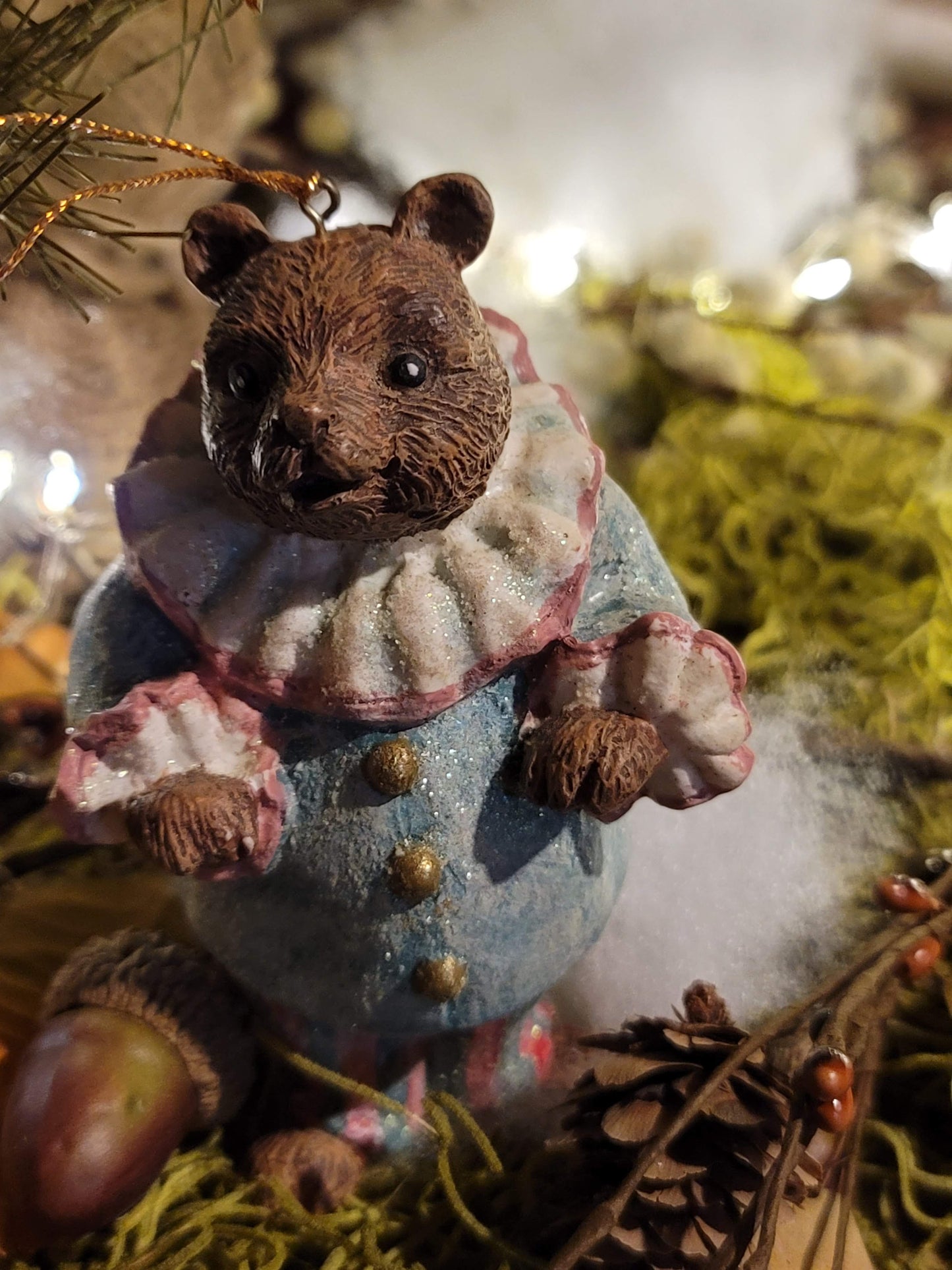 Vintage Christmas Clown Bear Painted Ornament