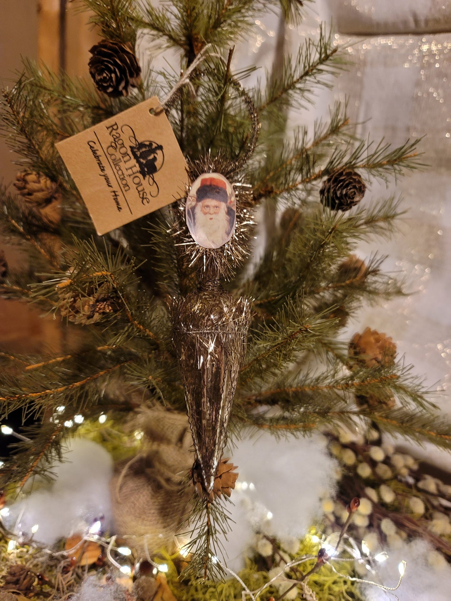 Vintage Victorian Christmas Style Santa Mercury Icicle Ornament