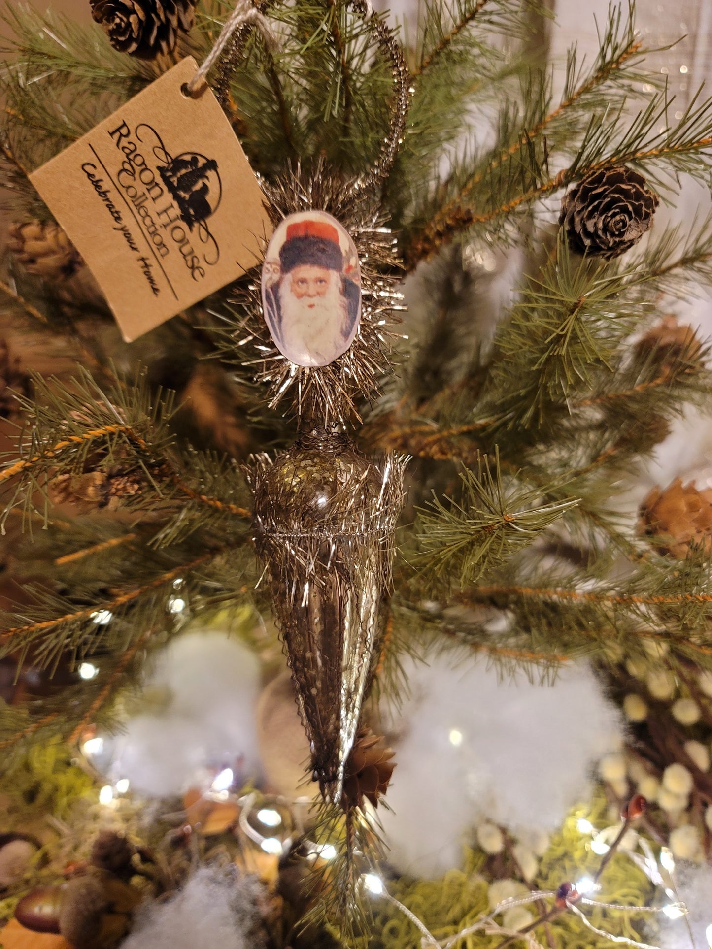 Vintage Victorian Christmas Style Santa Mercury Icicle Ornament