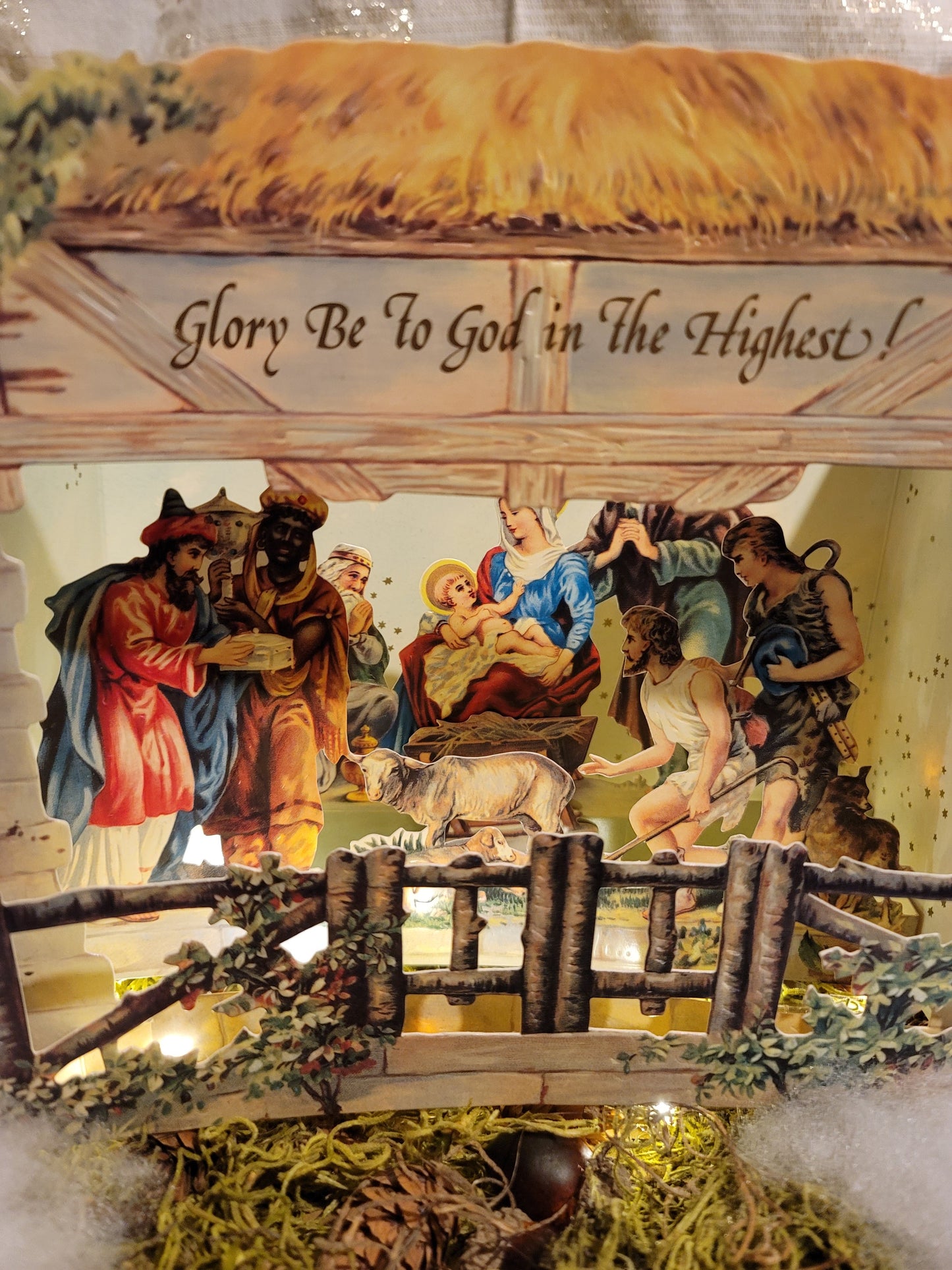 Vintage Victorian Christmas POP UP Nativity Standing Easel Card