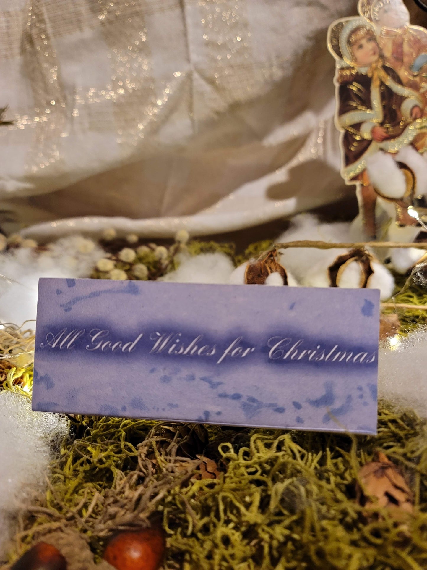 Vintage Victorian Style Night Before Christmas Glittered Father Christmas Santa Card