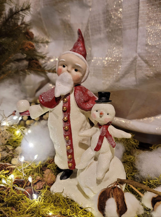Whimsy Christmas Dee Harvey Foust Best Buds Santa and Snowman Figurine