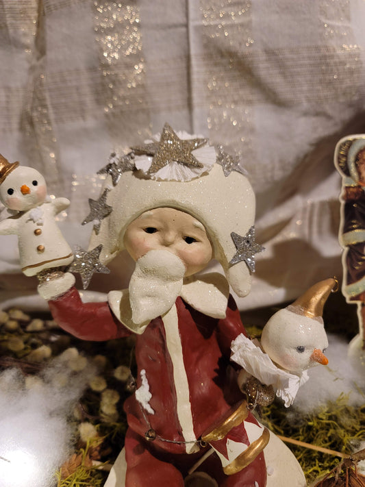 Folk Art Christmas Dee Harvey Santas Snow Puppets Figurine
