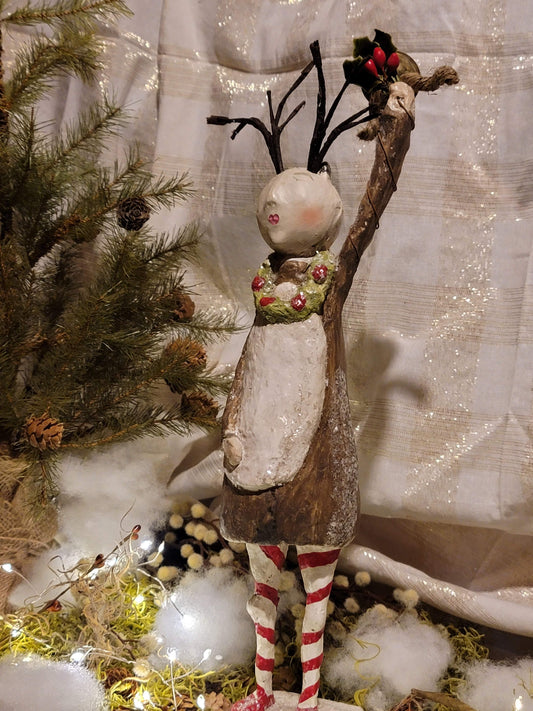 Vintage Hammerschmidt Christmas Reindeer Pageant Girl Figurine