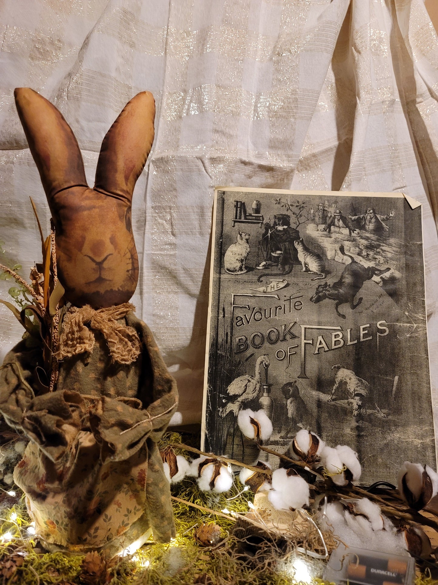 Primitive Vintage Style Stuffed Bunny Rabbit Figurine