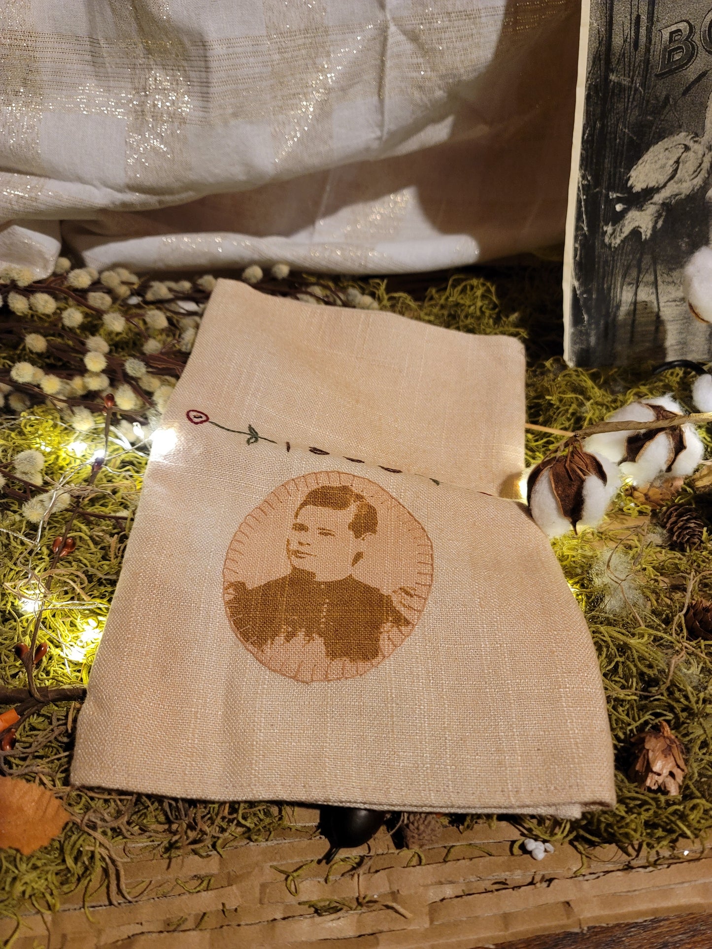 Primitive Victorian Style 1886 Tea Towel