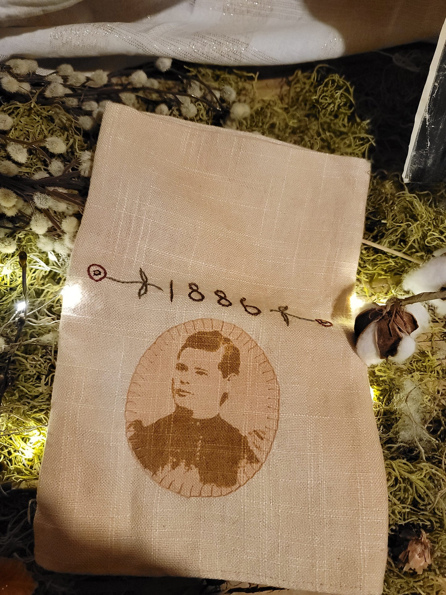 Primitive Victorian Style 1886 Tea Towel