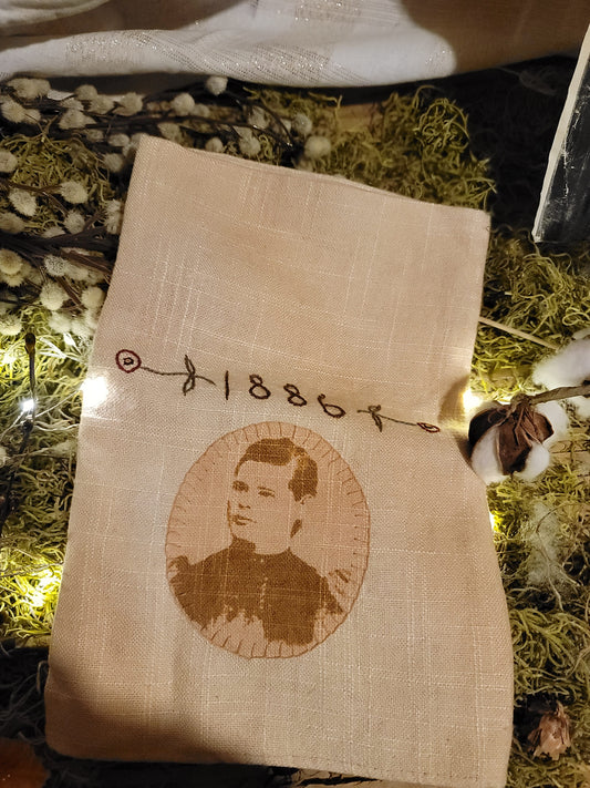 Primitive Victorian Style 1886 Tea Towel