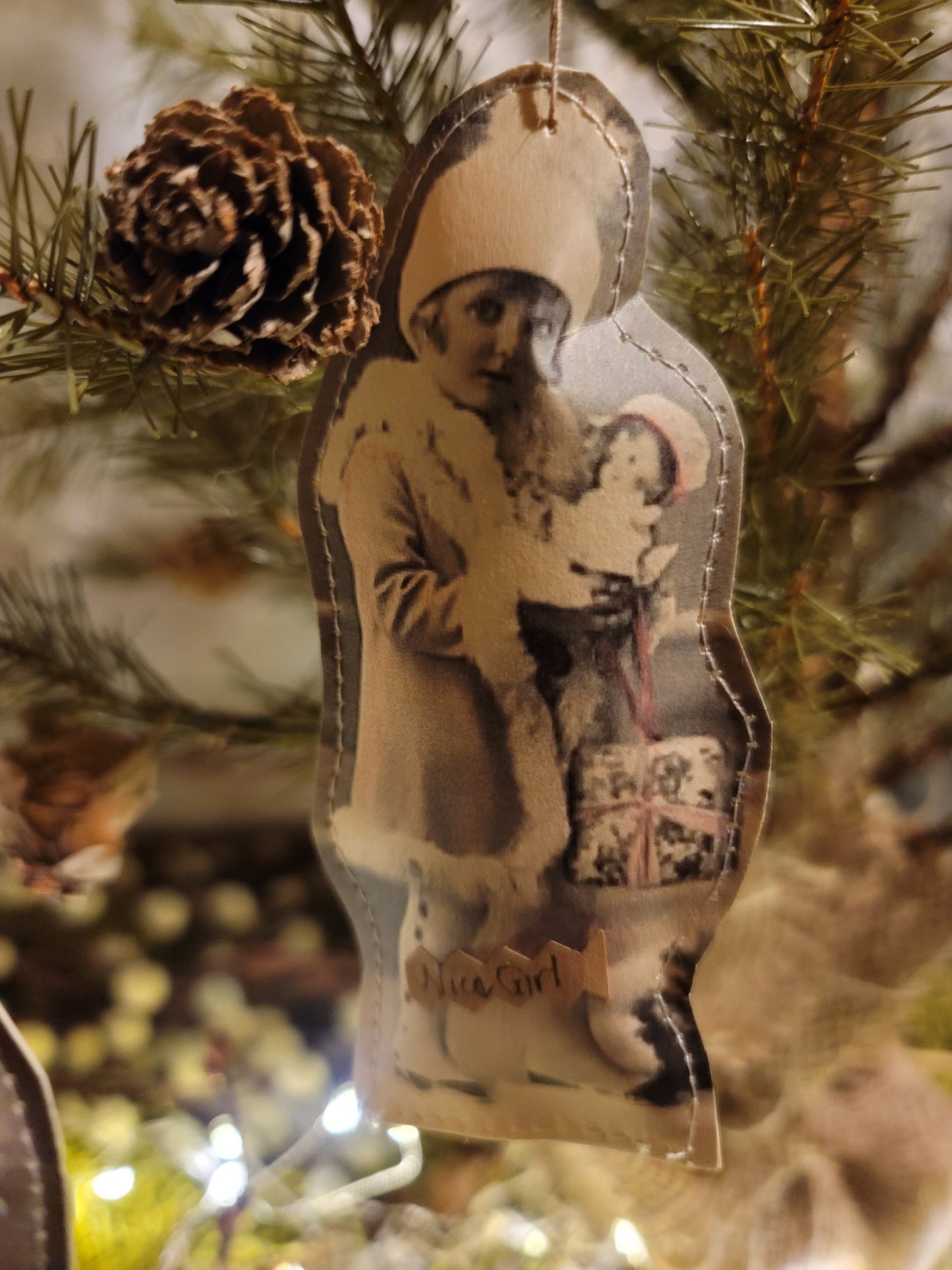 Victorian Tin Type Photo Nice Girl Ornament