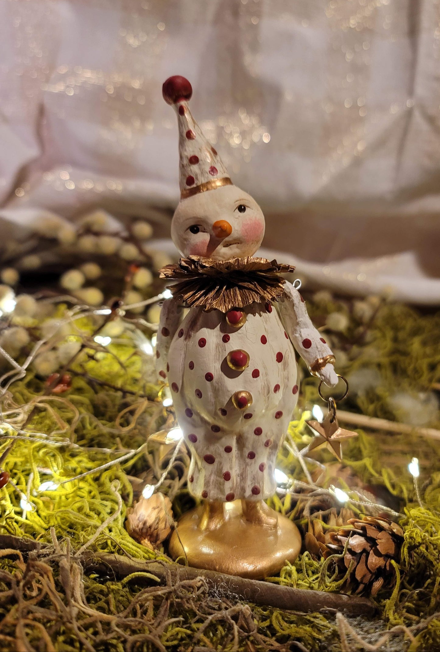 Folk Art Christmas Circus Dee Harvey Clown Snowman Figurine