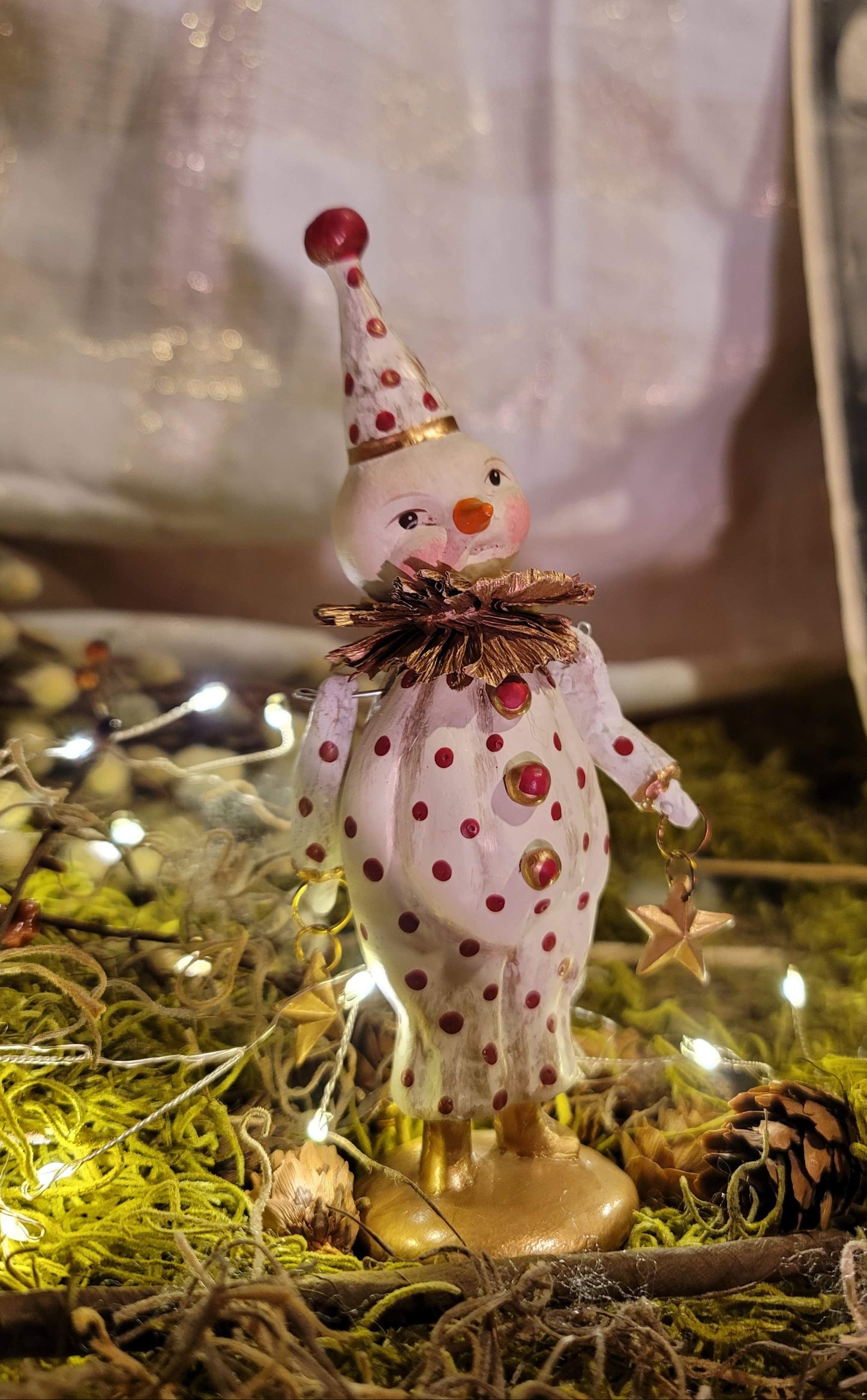 Folk Art Christmas Circus Dee Harvey Clown Snowman Figurine