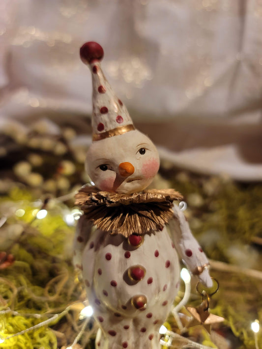 Folk Art Christmas Circus Dee Harvey Clown Snowman Figurine
