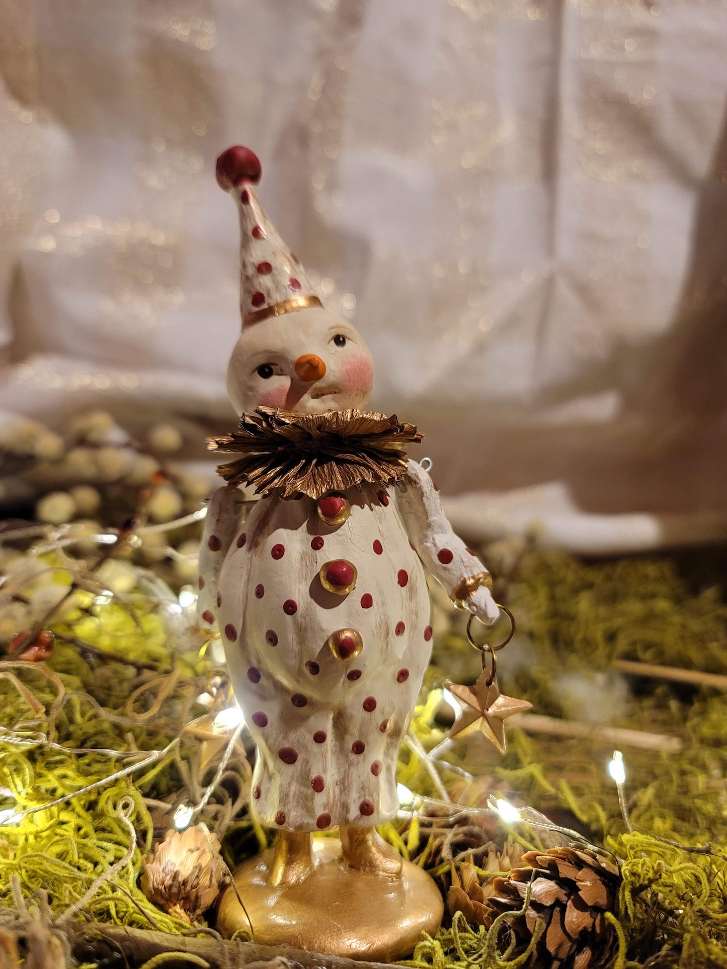 Folk Art Christmas Circus Dee Harvey Clown Snowman Figurine