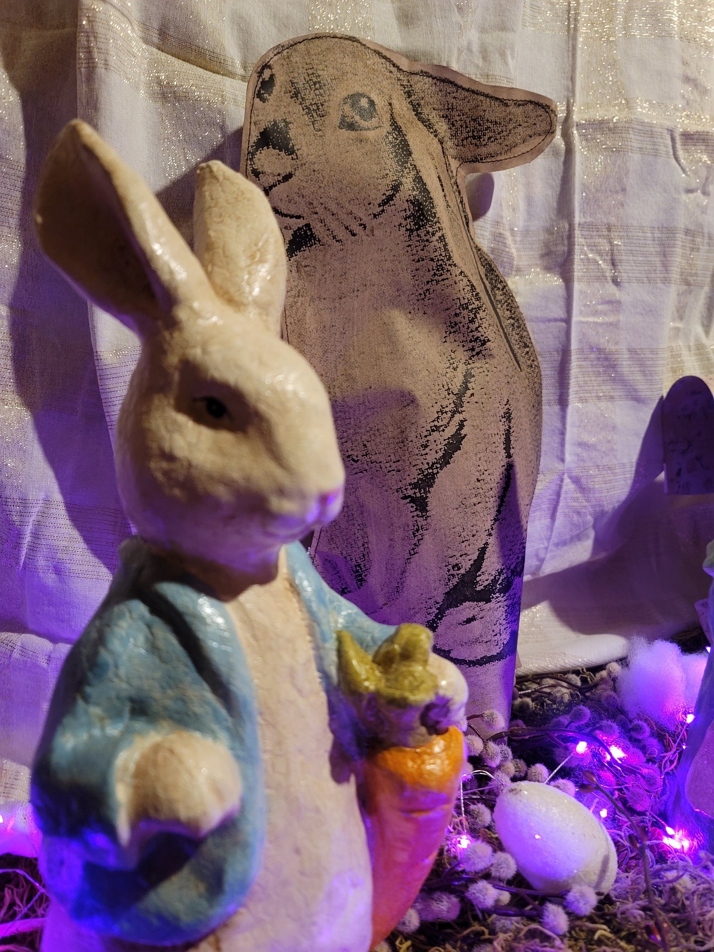 Vintage Easter Style Peter Rabbit with Carrot Bunny Figurine