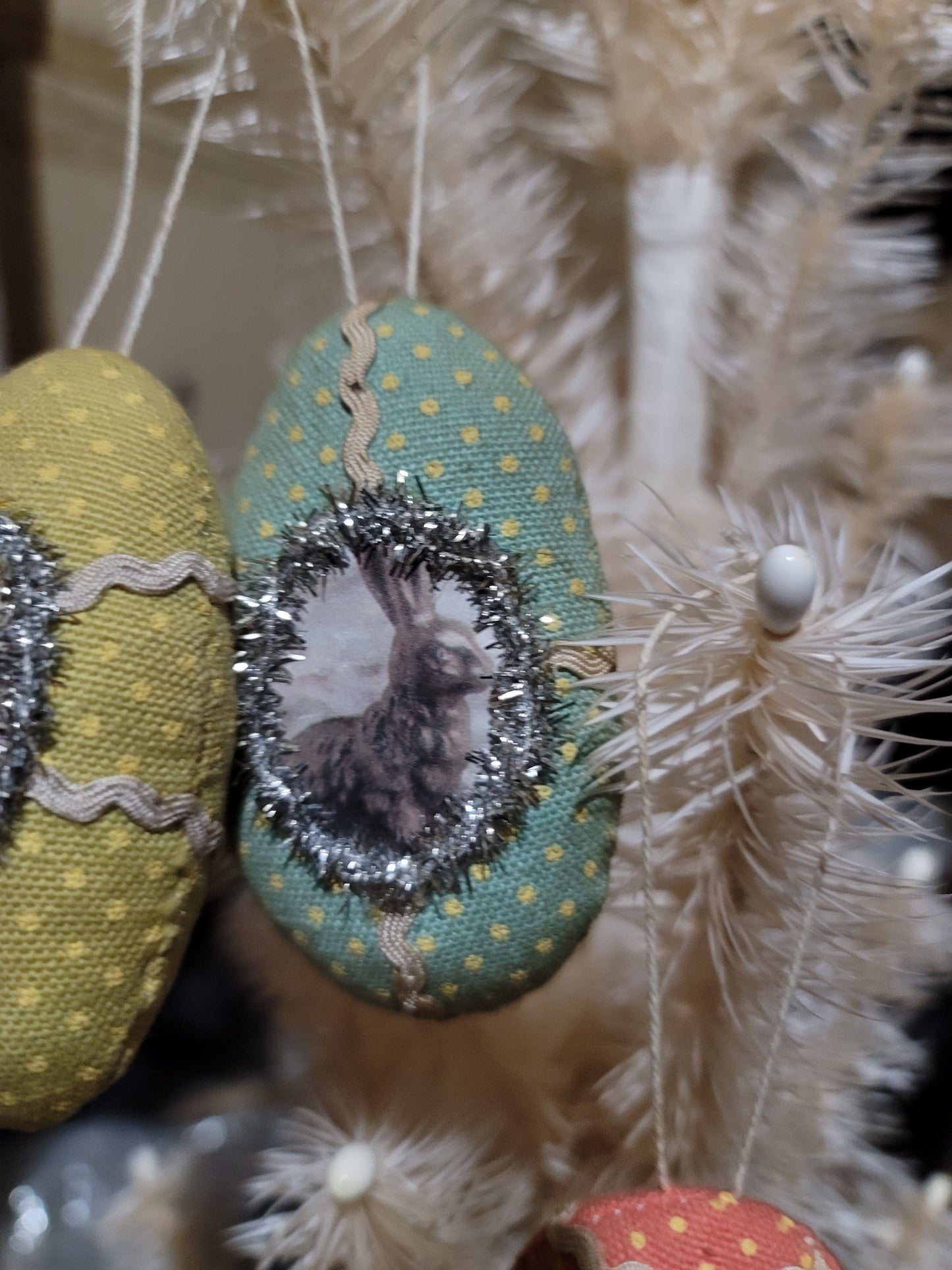 Primitive Easter Bunny Cloth Egg Ornaments Set