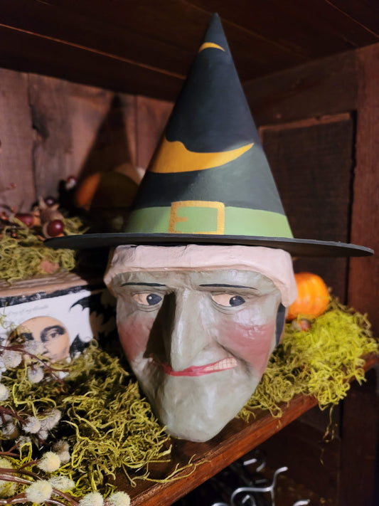 Vintage Halloween Style Wicked Witch head Bucket Candy Container Cody Foster Large