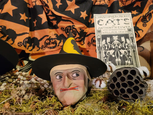 Vintage Halloween Style Paper Mache Witch Candy Container Cody Foster SMALL