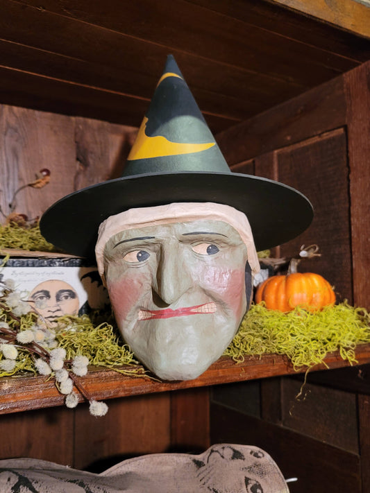 Vintage Halloween Style Wicked Witch head Bucket Candy Container Cody Foster Large