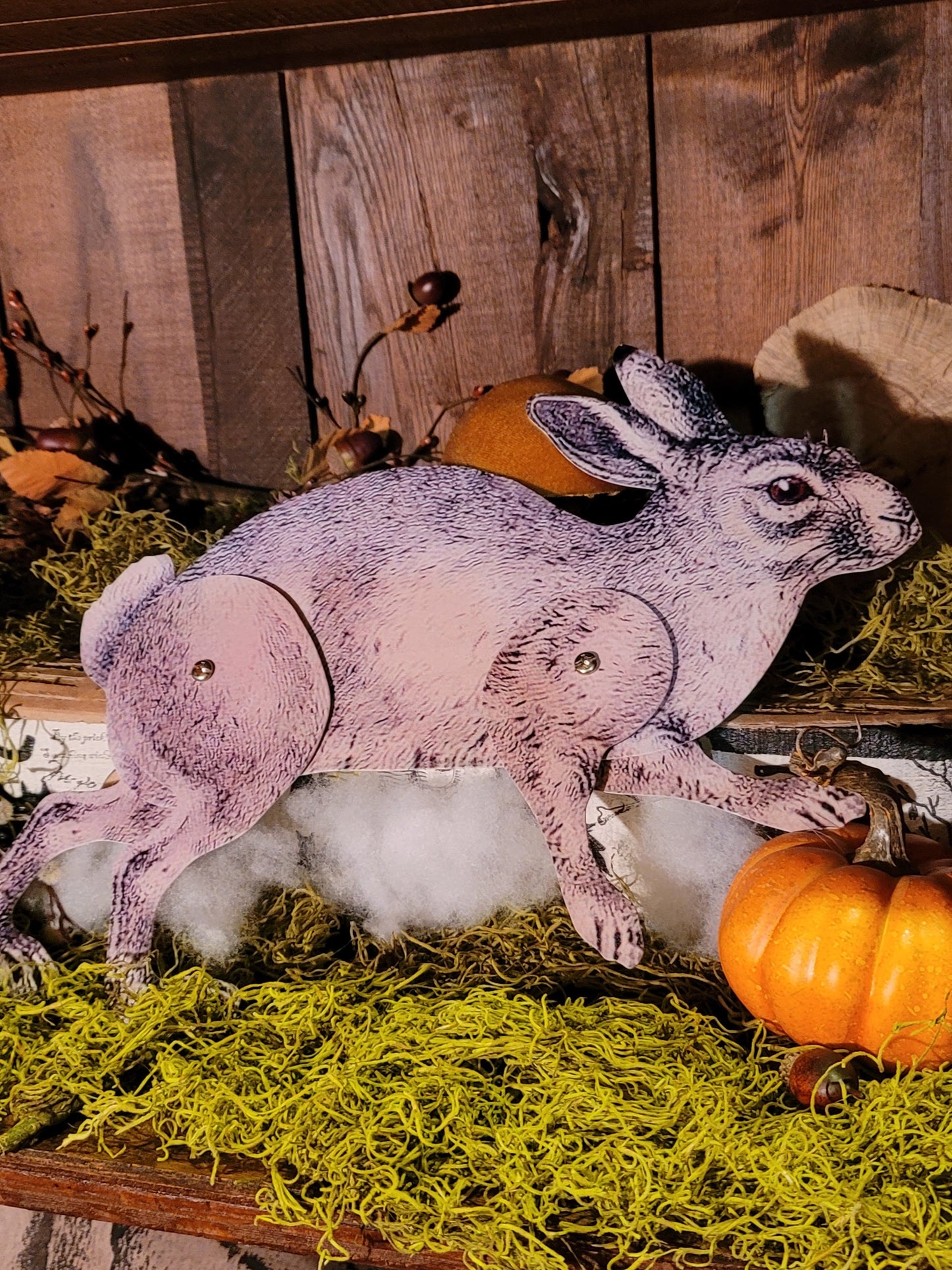 Primitive Vintage Style Posable Running Metal Bunny Rabbit