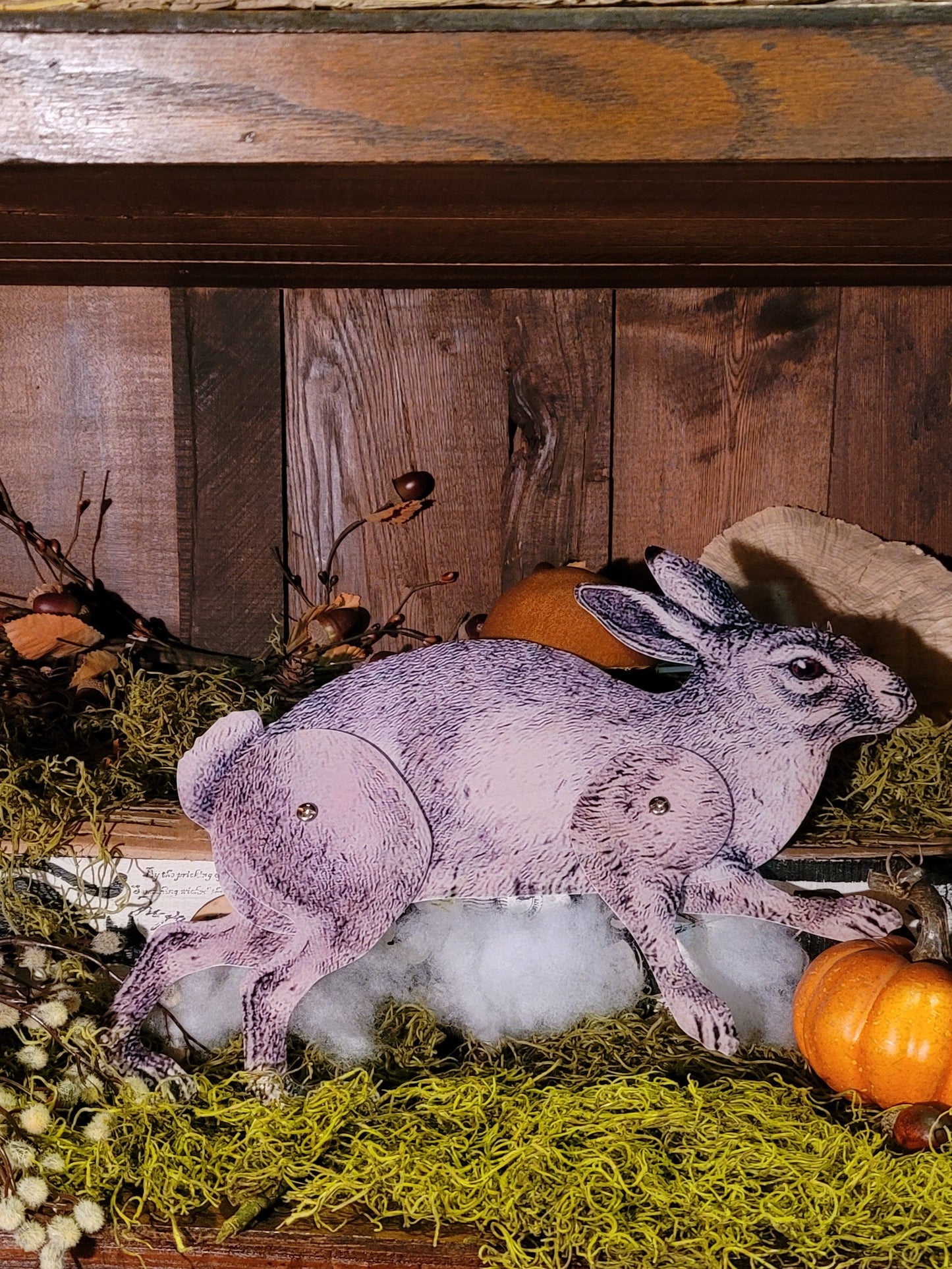 Primitive Vintage Style Posable Running Metal Bunny Rabbit