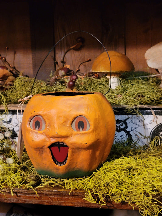 Vintage Halloween Style LARGE Jack O Lantern Pumpkin Bucket