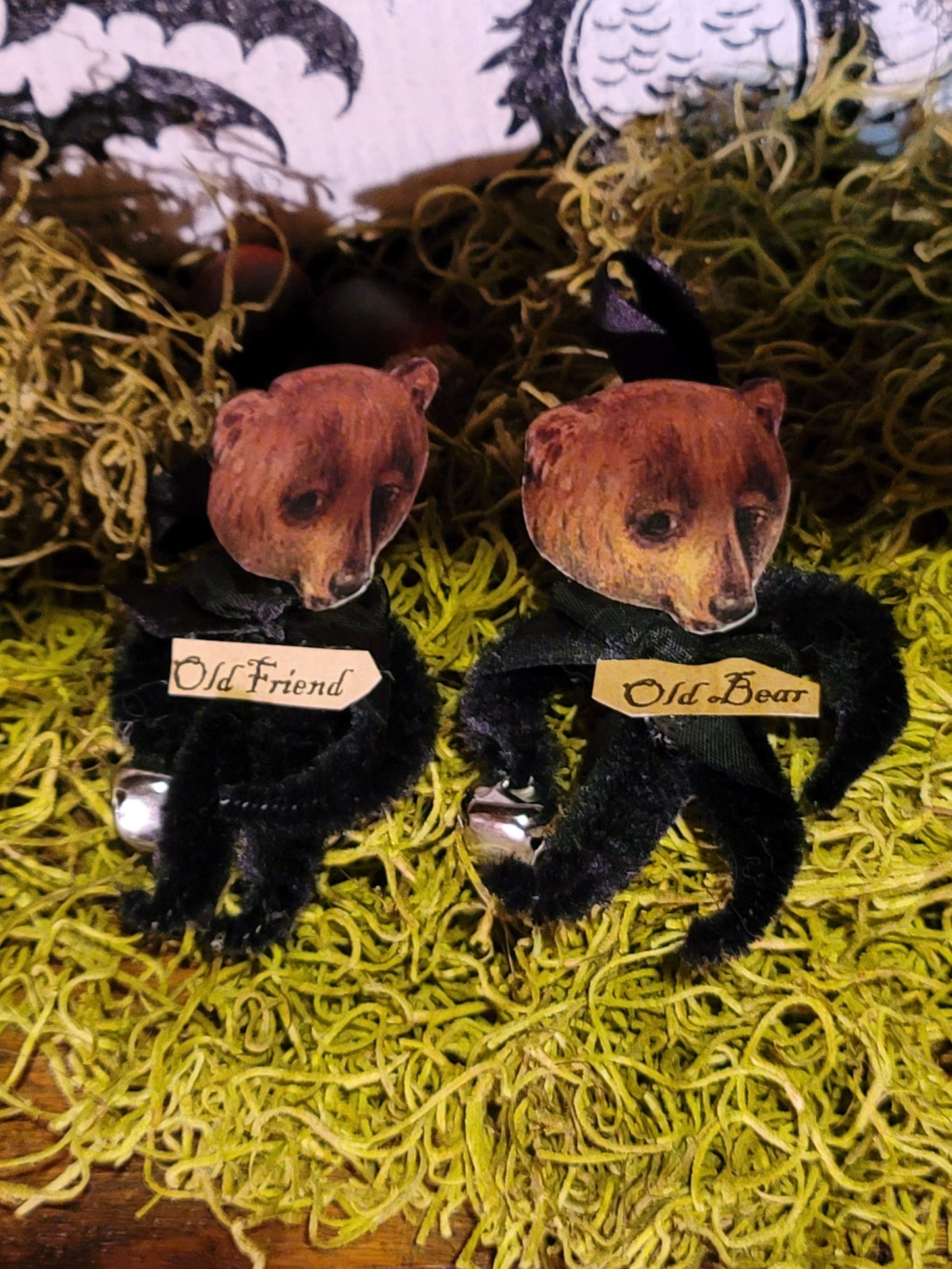 Primitive Style Jen Steffa Old Friend Old Bear Pipe Cleaner Ornaments Set