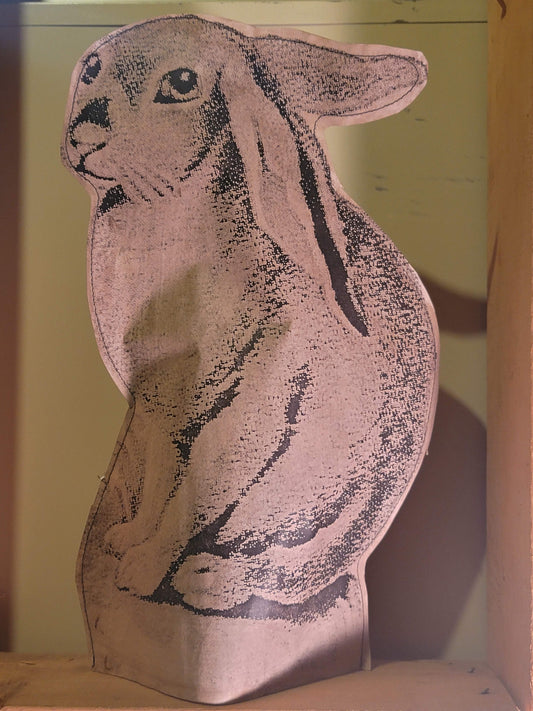 Primitive Paper Standing Easter Rabbit Bunny Figurine