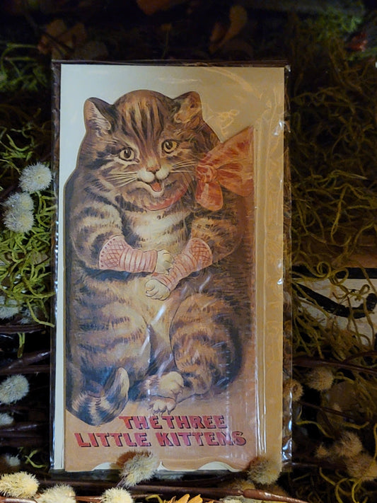 Vintage Victorian Style Three Kittens Fold Out Panorama Card
