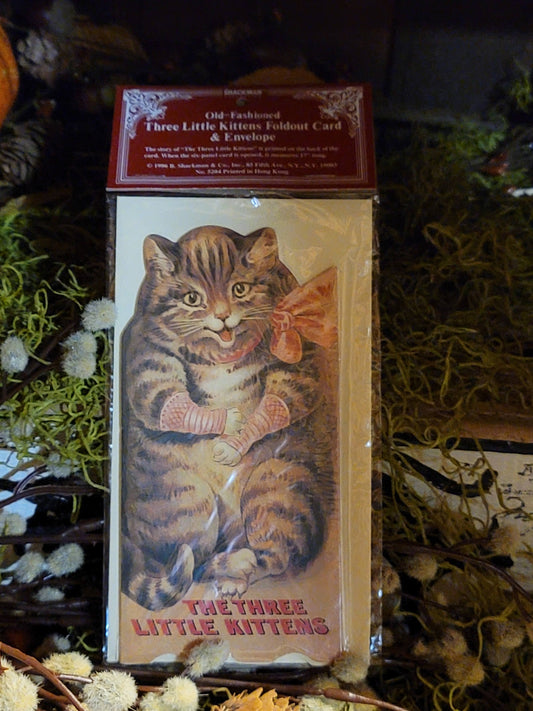 Vintage Victorian Style Three Kittens Fold Out Panorama Card