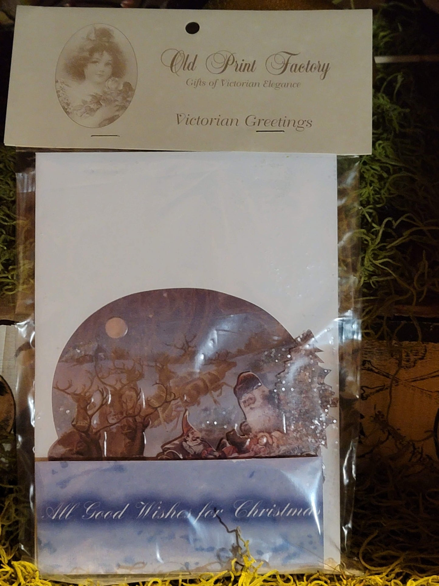 Vintage Victorian Style Night Before Christmas Glittered Father Christmas Santa Card