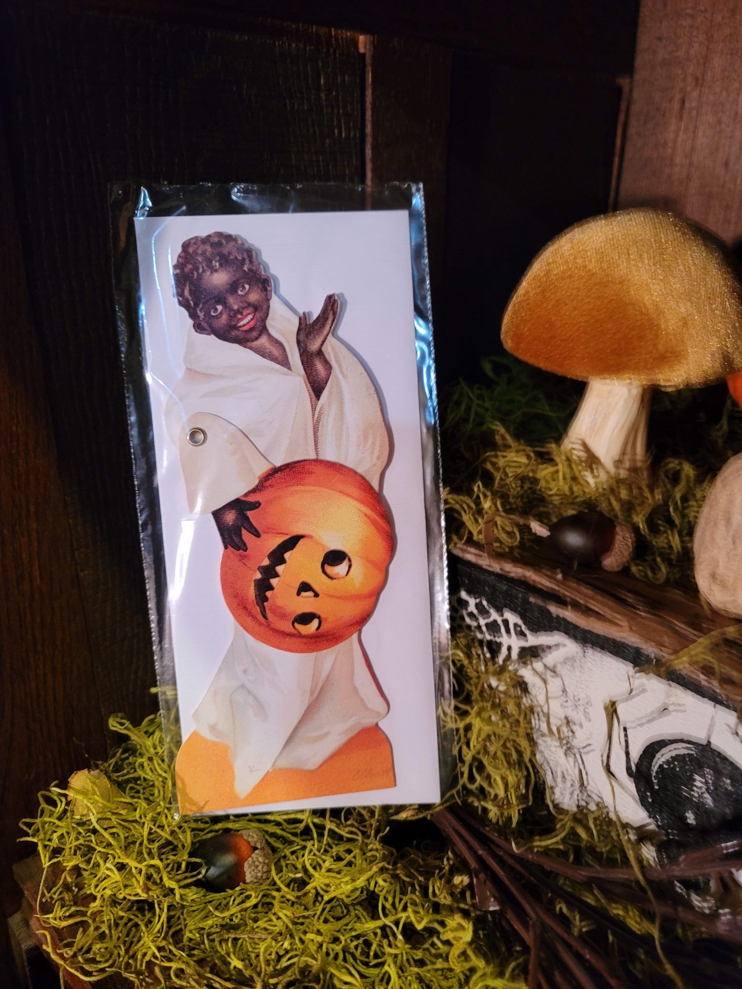 Vintage Halloween Postcard Boy with Mechanical Moving Pumpkin Greeting Card