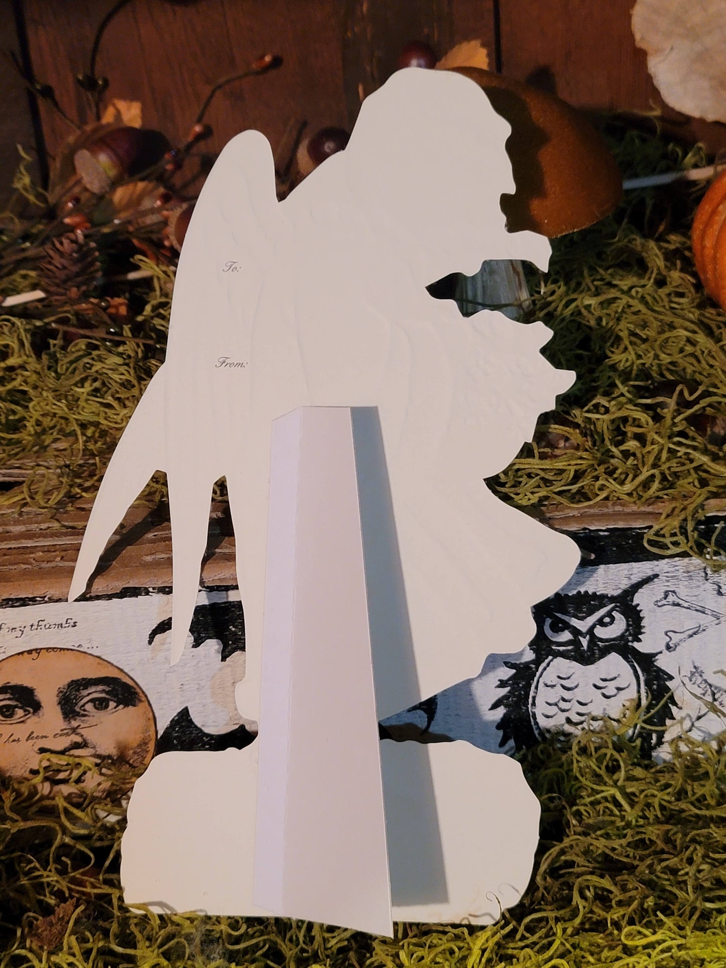 Vintage Victorian Christmas Snow Angel Standing Easel Back Card