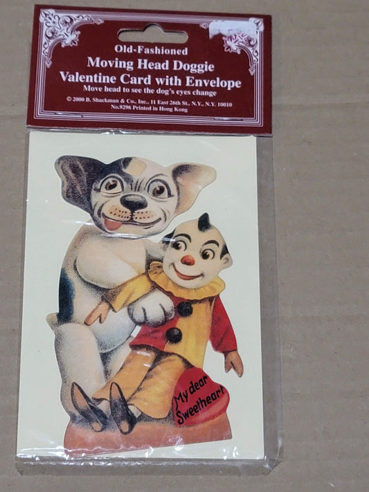 Vintage Victorian Style Doggy Mechanical Moving Eyes and Head Love Card