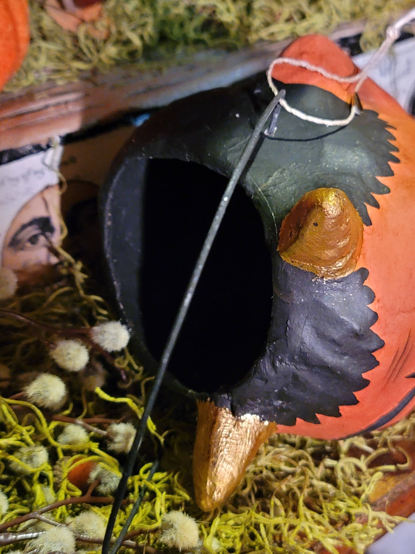 Vintage Halloweeen Style Tharnwyck Devil Head Golden Horns Paper Mache Candy Bucket