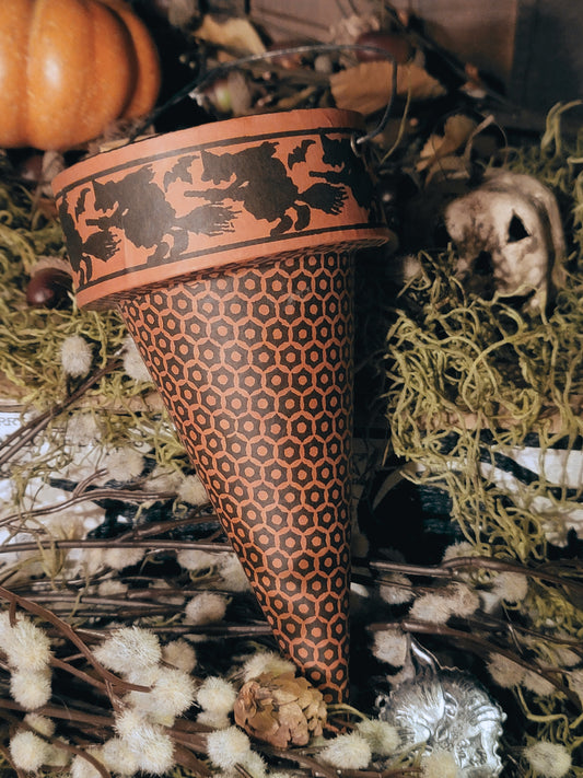 Vintage Halloween Style German Witch Bethany Lowe Cone Ornament Container Decoration