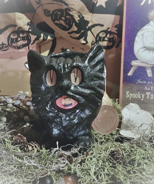 Vintage Halloween Style Black Vintage Cat Bucket Container
