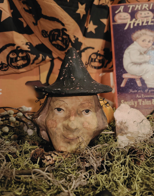 Vintage Halloween Style Witch Head Bethany Lowe Candy Container