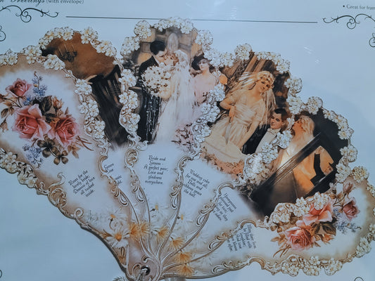 Vintage Victorian Wedding Fan Expanding Card