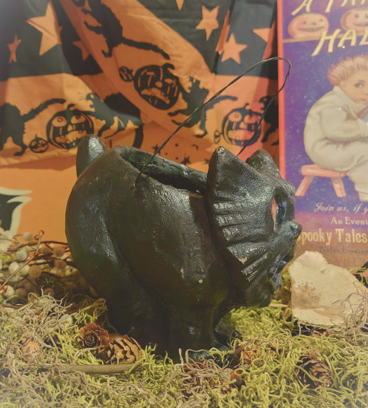Vintage Halloween Style Black Vintage Cat Bucket Container