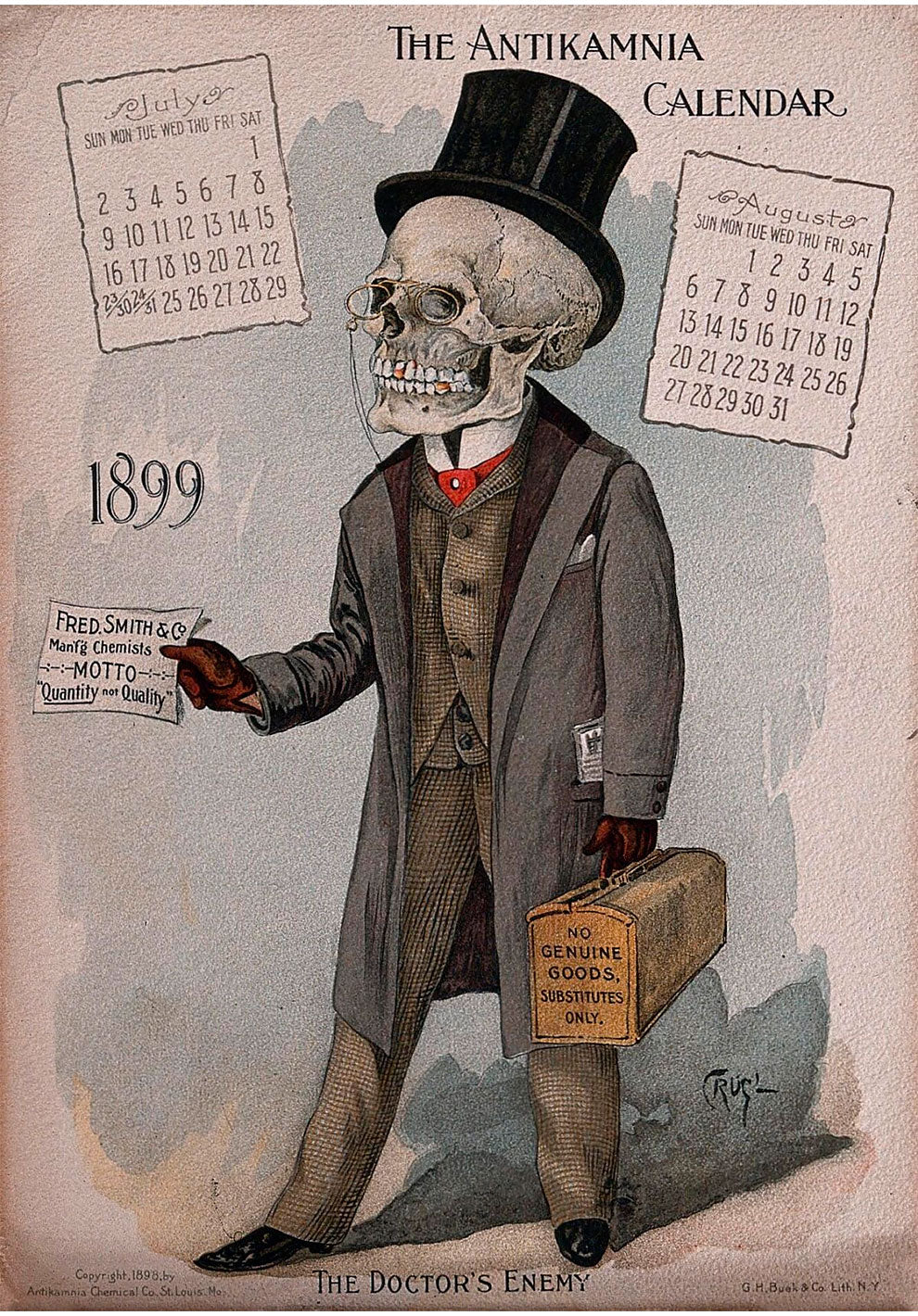 Vintage Halloween Style Antikamnia Skeleton Dr Death Bobble Head Figurine