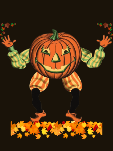 Vintage Halloween Style Jointed Pumpkin Goblin Hanging Decoration