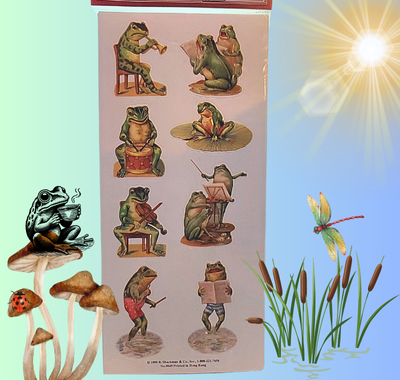 Vintage Victorian Style Frog Stickers