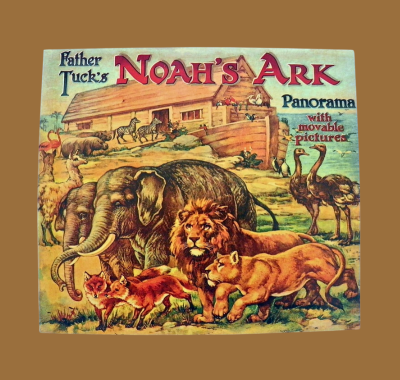 Vintage Victorian Noahs Ark Father Tuck Panorma Book with Moving Paper Animals