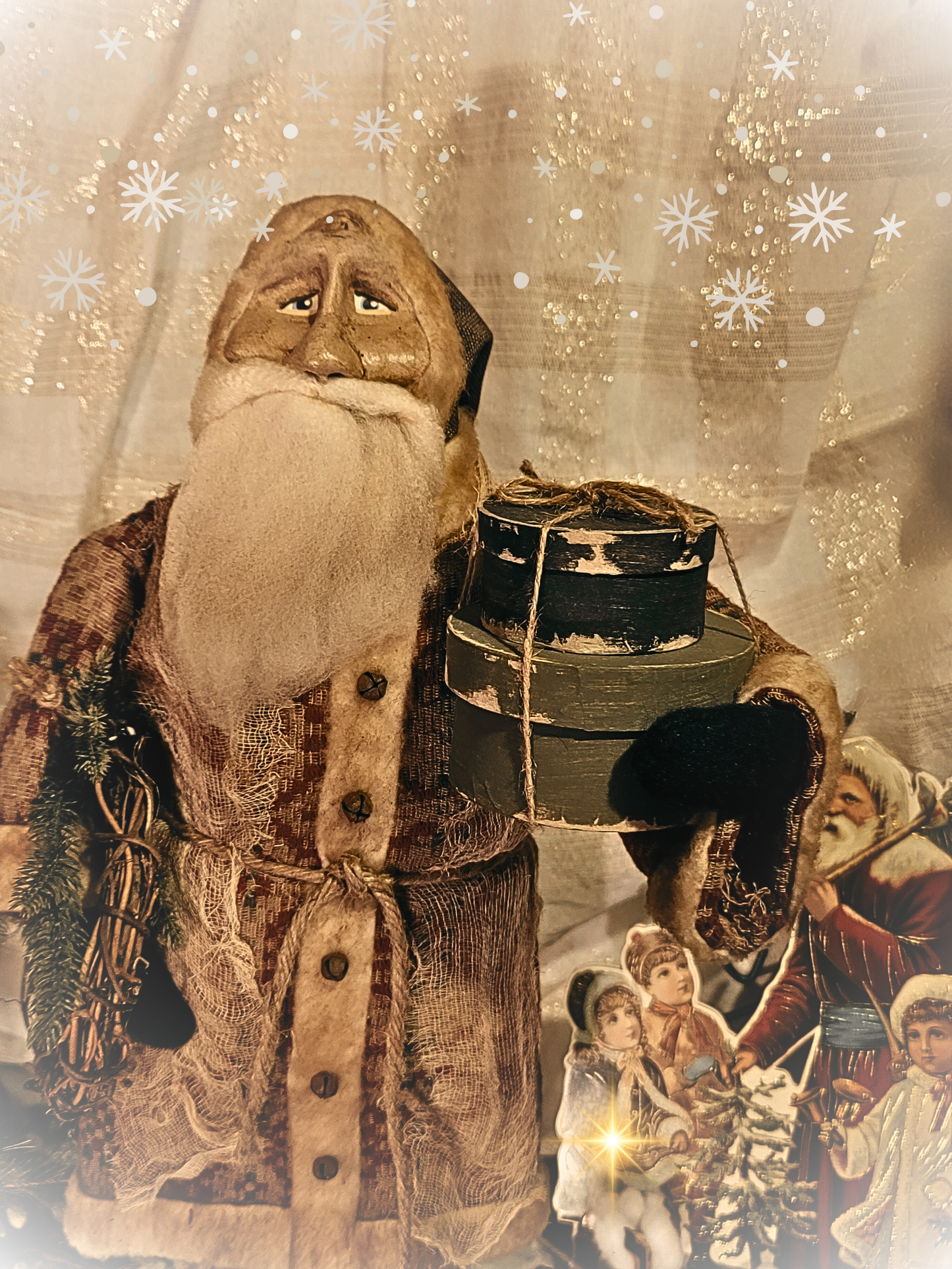 Primitive Style Large Rugged Chic Christmas Belsnickle Santa Figurine