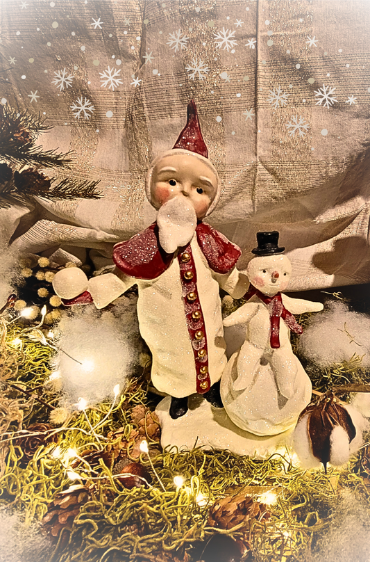 Whimsy Christmas Dee Harvey Foust Best Buds Santa and Snowman Figurine