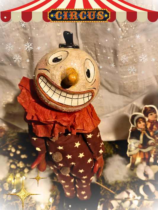 Vintage Halloween Christmas Circus Clown Silver Willow Snowman Figurine