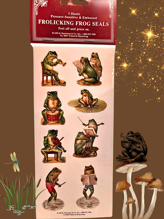 Vintage Victorian Style Frog Stickers