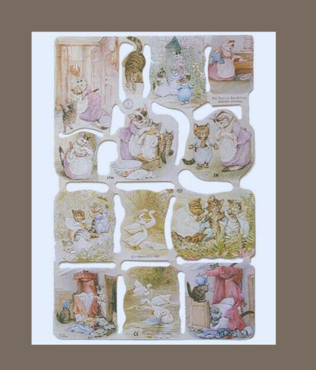 Vintage Style Beatrix Potter Rabbits, Frog or Kittens Scraps