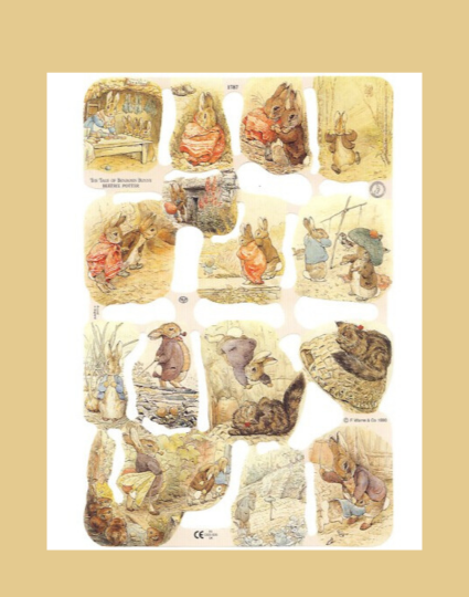 Vintage Style Beatrix Potter Rabbits, Frog or Kittens Scraps